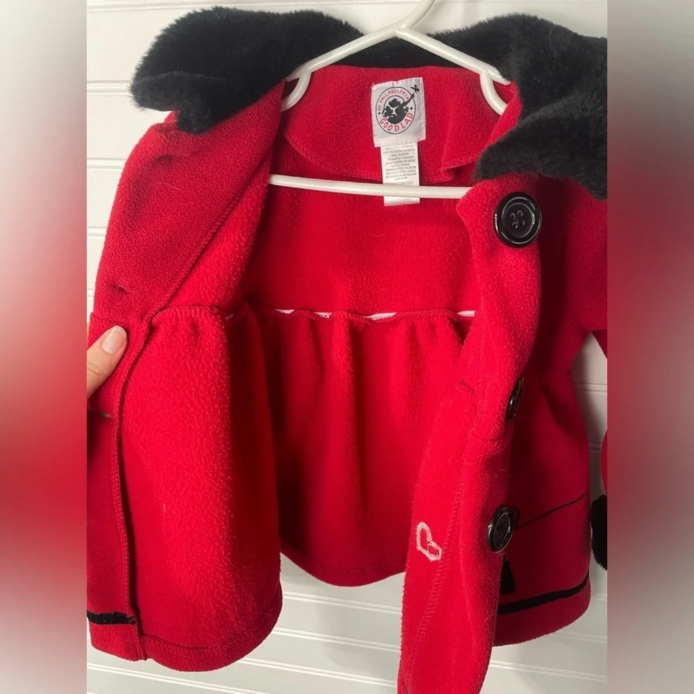 Goodlad Toddlers Red and Black Button Dress-Up Coat Size 24 Months